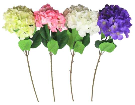 Kunstbloem Hortensia 84 cm 4 assorti assorti kleur geel, lila,roze en wit