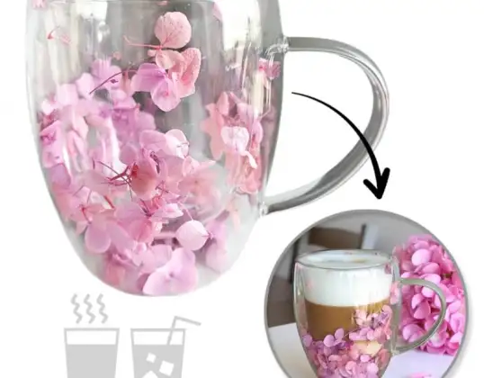 Termisk glass med blomster inni, gypsophila, hortensiaer, roser, 300 ml, 1 stk. SZK165