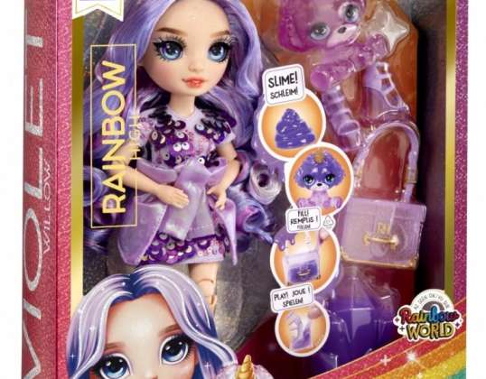 Muñeca púrpura violeta de moda arcoíris clásica