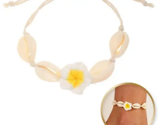 2-in-1 Armband für Fuß und Hand, an einer Schnur, MUSCHELN und HAWAIIAN FLOWER B542ZO