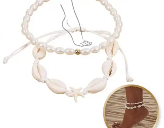 2-in-1 Fußarmband SHELLS an einer Schnur, Seestern PEARLS B544