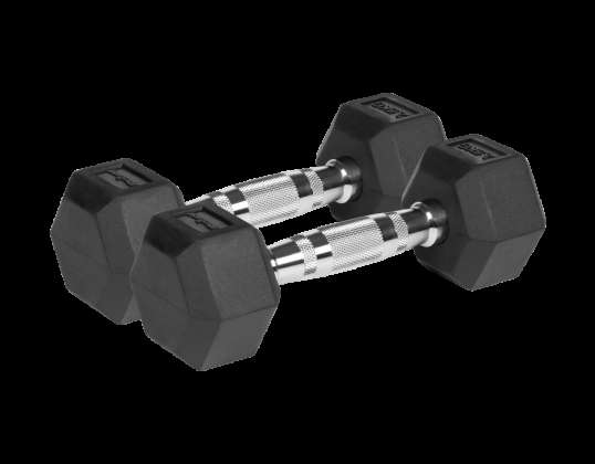 Rubberen gietijzeren halters HEX 2x2,5 kg REBEL ACTIVE