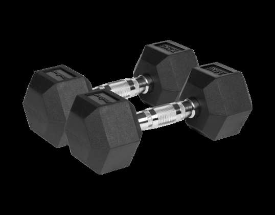 Haltères en fonte caoutchoutée HEX 2x7.5 kg REBEL ACTIVE