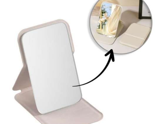 Cosmetic mirror made of eco-leather, opening, tuning, for handbag cream L17K
