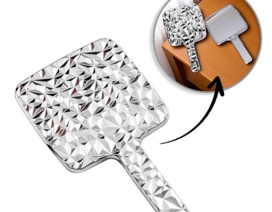 Cosmetische spiegel met handvat, enkelzijdig XL hoogte 23cm zilver L24S
