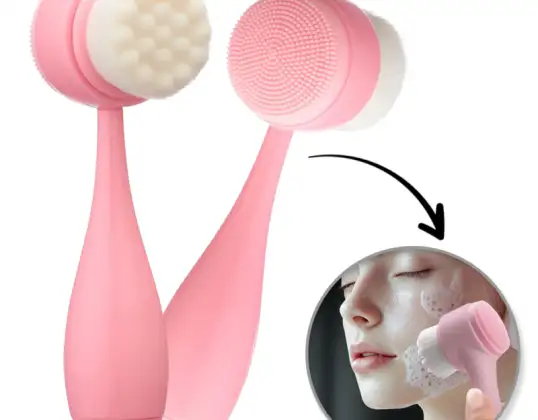 Cepillo de limpieza facial de doble cara, suave, silicona, 14,5 cm SCZ13R