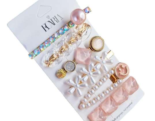 Juego de 6 pinzas para el cabello rosa iridiscente SP204