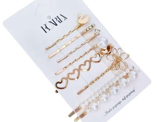 Set mit 8 eleganten goldenen Haarspangen SP205