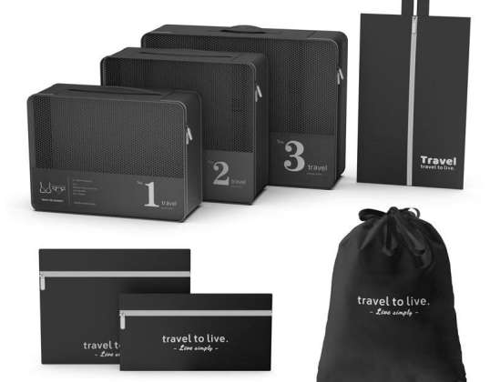 Set de viaje de 7 neceseres, organizadores, negro KS142CZ