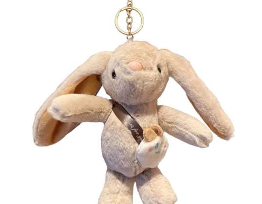 Flauschiger RABBIT Schlüsselanhänger, Plüsch beige BRL368K