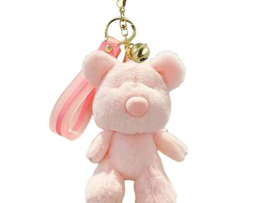 Pluizige TEDDY BEAR sleutelhanger, pluche roze BRL359R