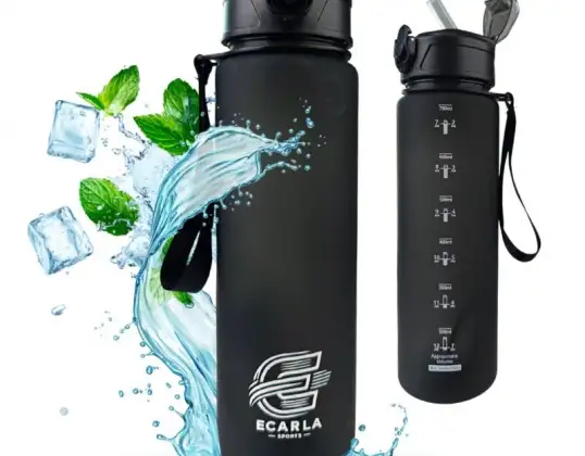 Trinkflasche, Sportflasche matt 750ML schwarz ECARLA SPORTS BD48