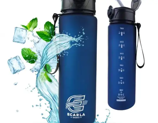 Botella de agua, botella deportiva mate 750ML azul marino ECARLA SPORTS BD51