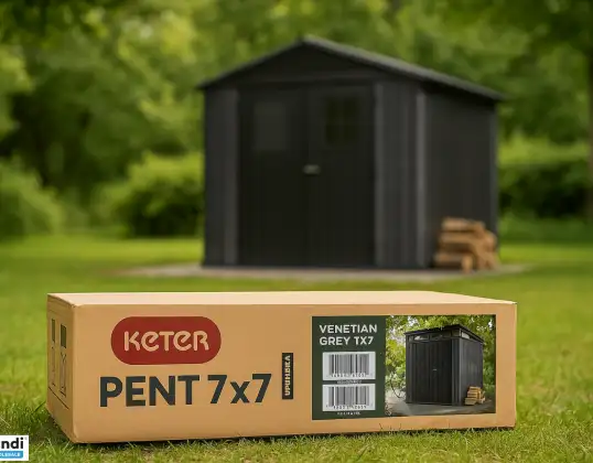 Keter Pent 7x7 Venetian Grey Gerätehaus, Gartenhaus, Schuppen, Aufbewahrung, wetterfest, Gartenzubehör, Großhandel Restposten