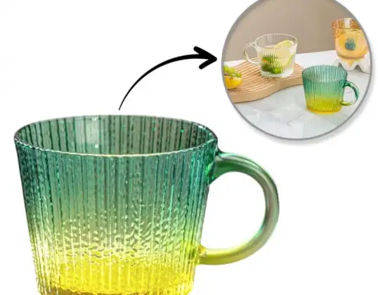 Vaso grande de vidrio ranurado, ombre verde botella, 380 ml, 1 ud. SZK176