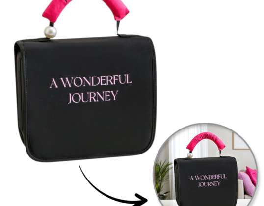 Elégant sac à cosmétiques pliable avec poignée, noir KS153CZ