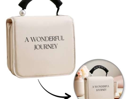 Elegante faltbare Kosmetiktasche mit Henkel, creme KS153K