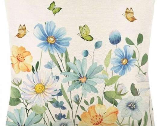Lněný povlak na polštář 45 x 45 cm s jarním motivem FLOWERS POD220