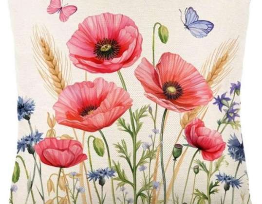 Funda de almohada de lino 45 x 45 cm con motivo de muelles POPPIES POD217