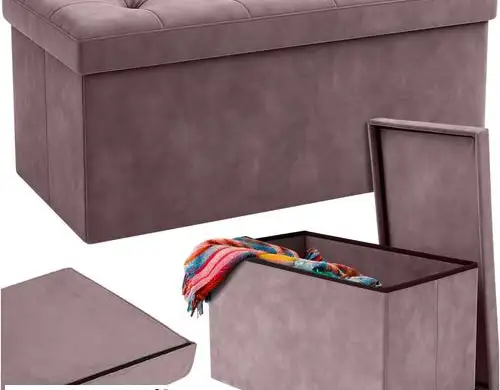 Grauer Velours Pouf 76x38x38cm Ruhhy 26130
