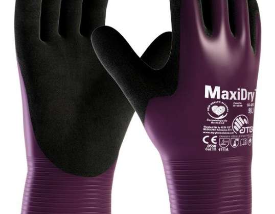 ATG Nylon Knitted Gloves MaxiDry 2373 coated black/purple 11