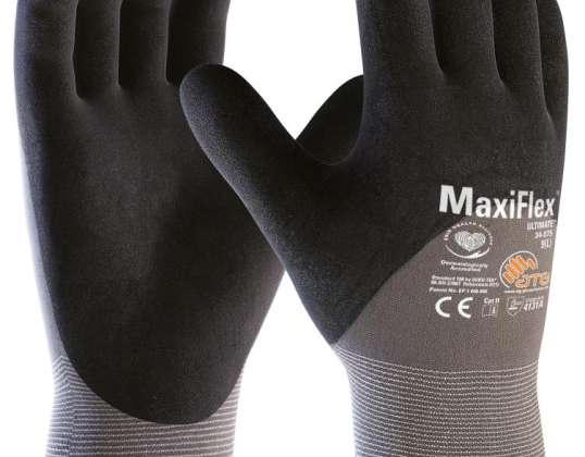 ATG Nylonstrickhandschuhe MaxiFlex Ultimate 2441 3/4 schwarz/grau 12