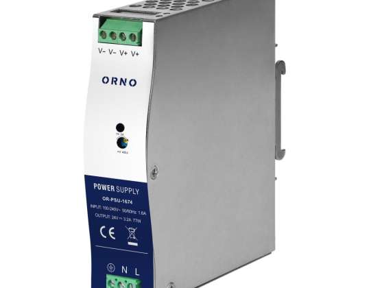 OR PSU 1674 Industrial Power Supply. to DIN rail. 24VDC 3.2A 77W. in a metal casing
