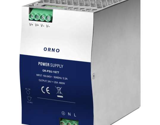 ARBA PSU 1677 pramoninis maitinimo šaltinis. prie DIN bėgio. 24VDC. 20A 480W. metaliniame korpuse