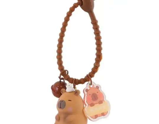 Capybara Schlüsselanhänger 4x2,5cm mit Vogel, Anhänger und Glocke BRL338