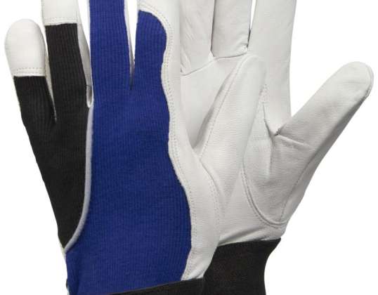 Tegera Ziegenlederhandschuhe 13 Größe 8 weiß/blau/schwarz