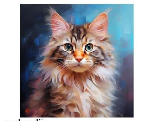 Portret pisică mozaic cu diamante