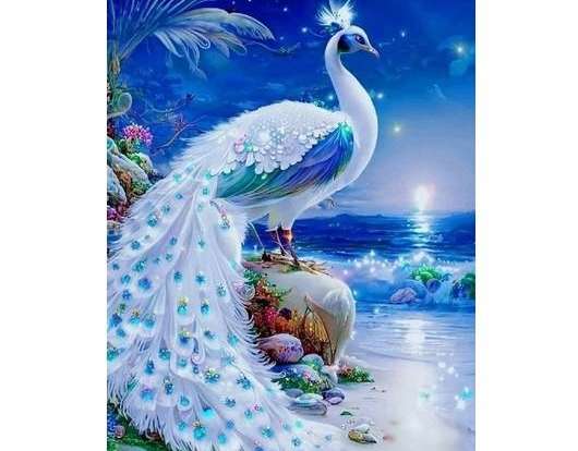 White Peacock Diamond Mosaic