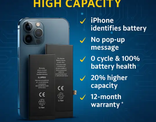 Baterías de diagnóstico de funcionamiento del iPhone para iPhone 12-15 | Estándar y Alta capacidad | Garantía de 12 meses