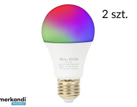 87 411 # E27 LED pære 10W 230V RGB CW 2stk wifi