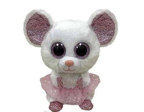 Maskot du beanie boss mus hvid ballerina nina 15 cm