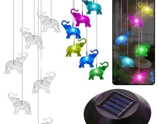 Solar Garden Lights LED Klokker Elefanter Farverig 70cm
