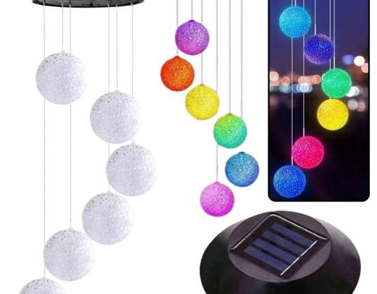 Saules dārza gaismas LED zvanu bumbiņas krāsainas 70cm