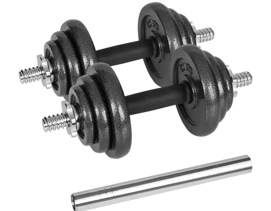 Verstelbare gietijzeren halters in een koffer met een stang. 20kg REBEL ACTIVE set