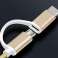 Reekin Kabel  2in1 MicroUSB &amp; USB C  1 Meter  Gold Nylon Bild 3