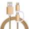Reekin Cable 2in1 MicroUSB & USB C 1 Meter Gold Nylon image 2