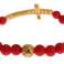 Nialaya Red Coral Gold CZ Cross 925 Silver armband bild 1