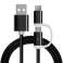 Reekin 2 in 1 charging cable (USB Micro - Type-C) - 1.0 meter (black-nylon) image 2