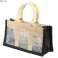 Jute gift bag with 3 windows - black image 1