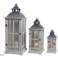 WOODEN LANTERN SET OF 3 PIECES 75CM 54CM 36CM WHITE HOME DECO foto 2