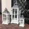 WOODEN LANTERN SET OF 3 PIECES 75CM 54CM 36CM WHITE HOME DECO foto 1