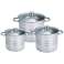 Royalty Line RL-SP4: Ensemble de 6 pots en acier inoxydable avec couvercles en verre photo 1