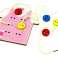 Educational set for learning how to sew buttons pink image 1