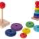 Tower pyramid wooden pyramid for stacking sorter colorful rainbow 13cm image 1