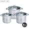 Royalty Line RL-SP4: Ensemble de 6 pots en acier inoxydable avec couvercles en verre photo 8