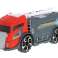 TIR vontató autó szállító félpótkocsi 2in1 parkoló vontató tűzoltóság 2 autó piros kép 12